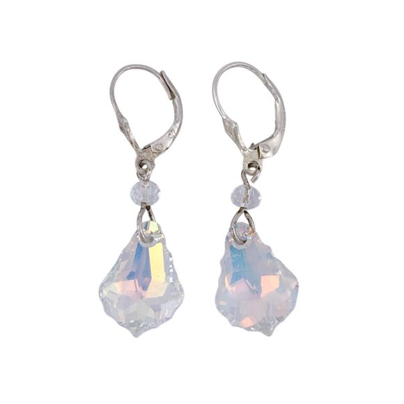 Vintage Sterling Silver 925 Crystal Dangle Earrings - Picture 4 of 7